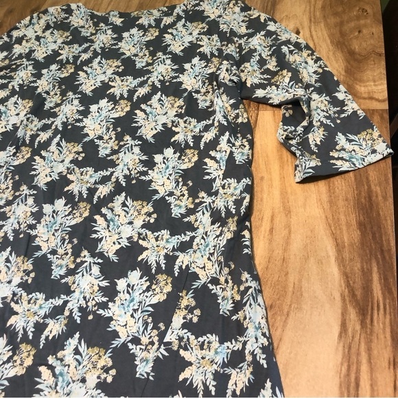 J Jill Luxe Supima 3/4 Sleeve Tunic Womens Large Black Blue-Green Floral Stretch - Picture 2 of 7